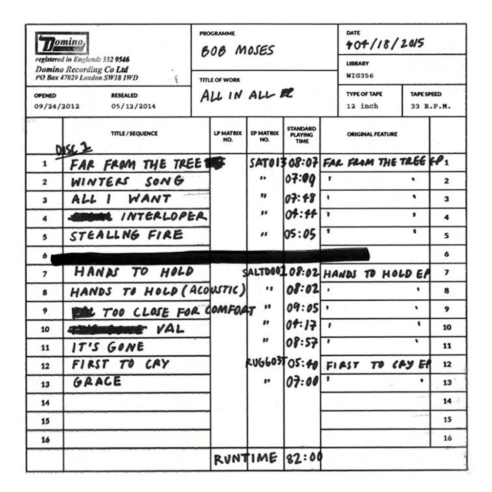 Bob Moses - All in All (omot)